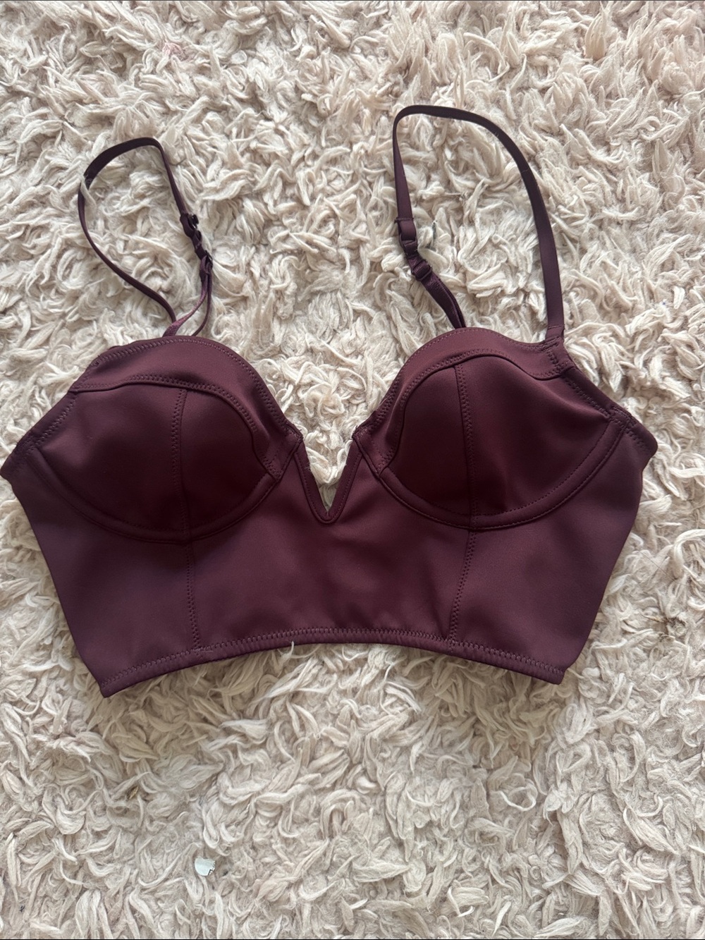 Free People Longline Bustier Bralette in Wine